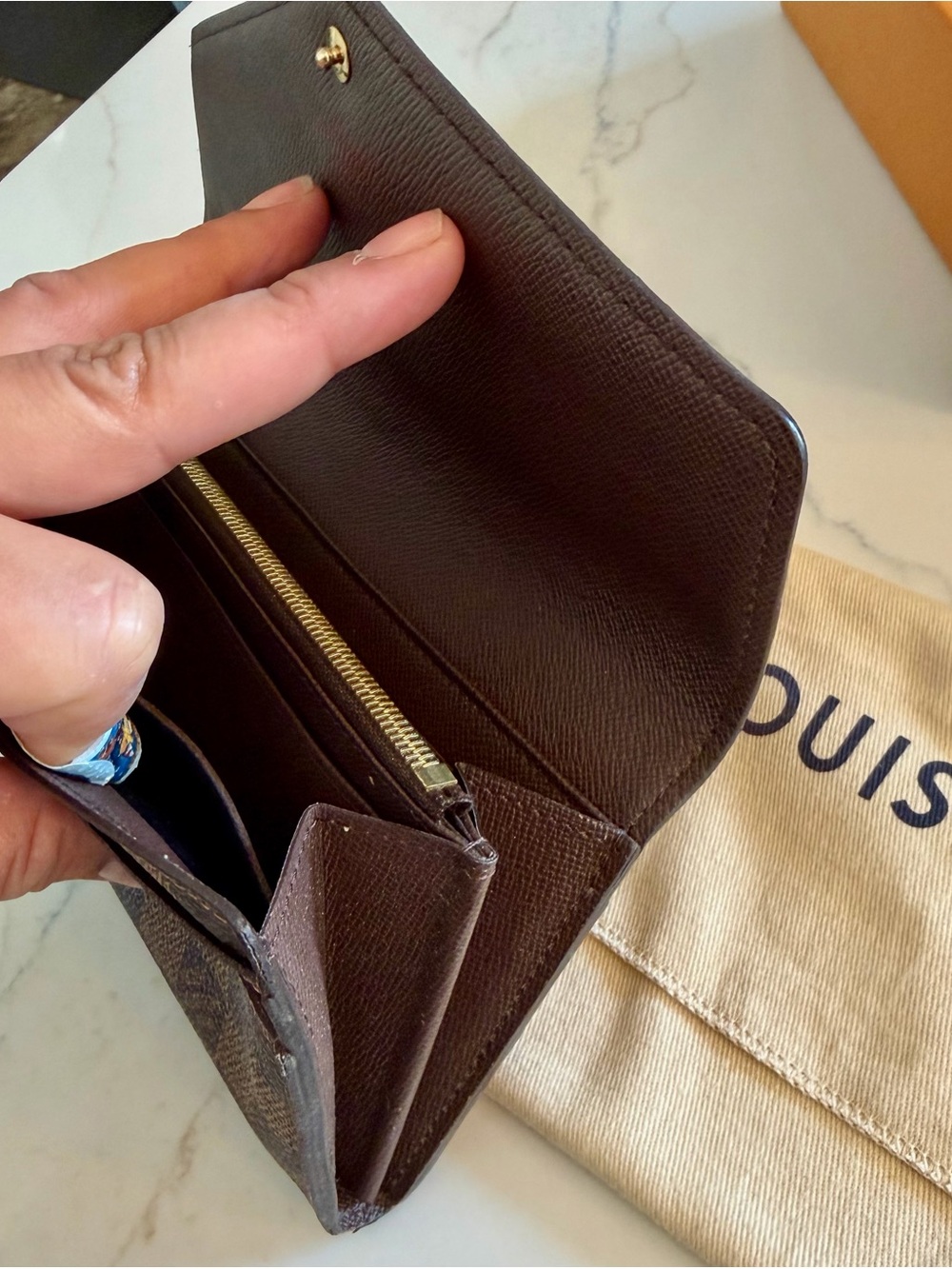 Louis Vuitton Brown Damier Ebene Sarah Wallet - Picture 6 of 10